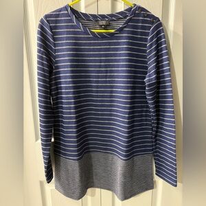 Jones New York Blue and Gray Striped Sweater size M